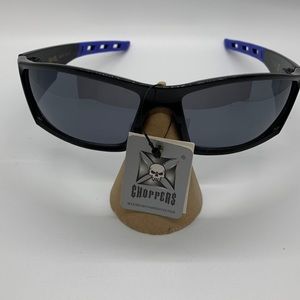 New Choppers biker sport wrap sunglass for motorcycle, Black and blue